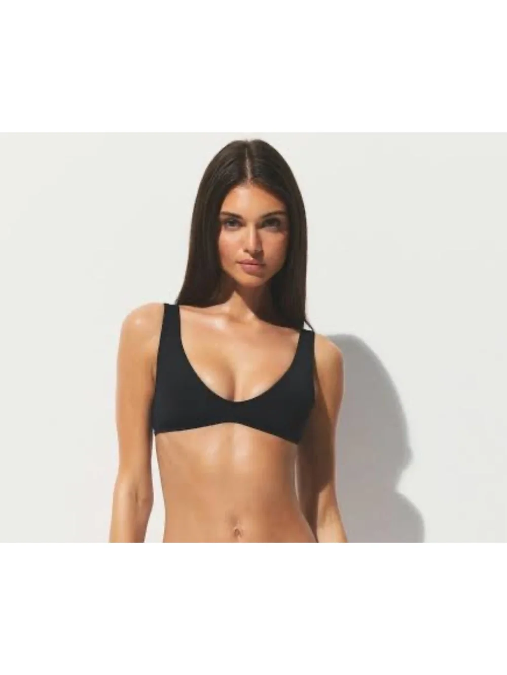 SKIMS SWIM PLUNGE BIKINI TOP & SWIM MID WAIST BOTTOM-SET in Onyx